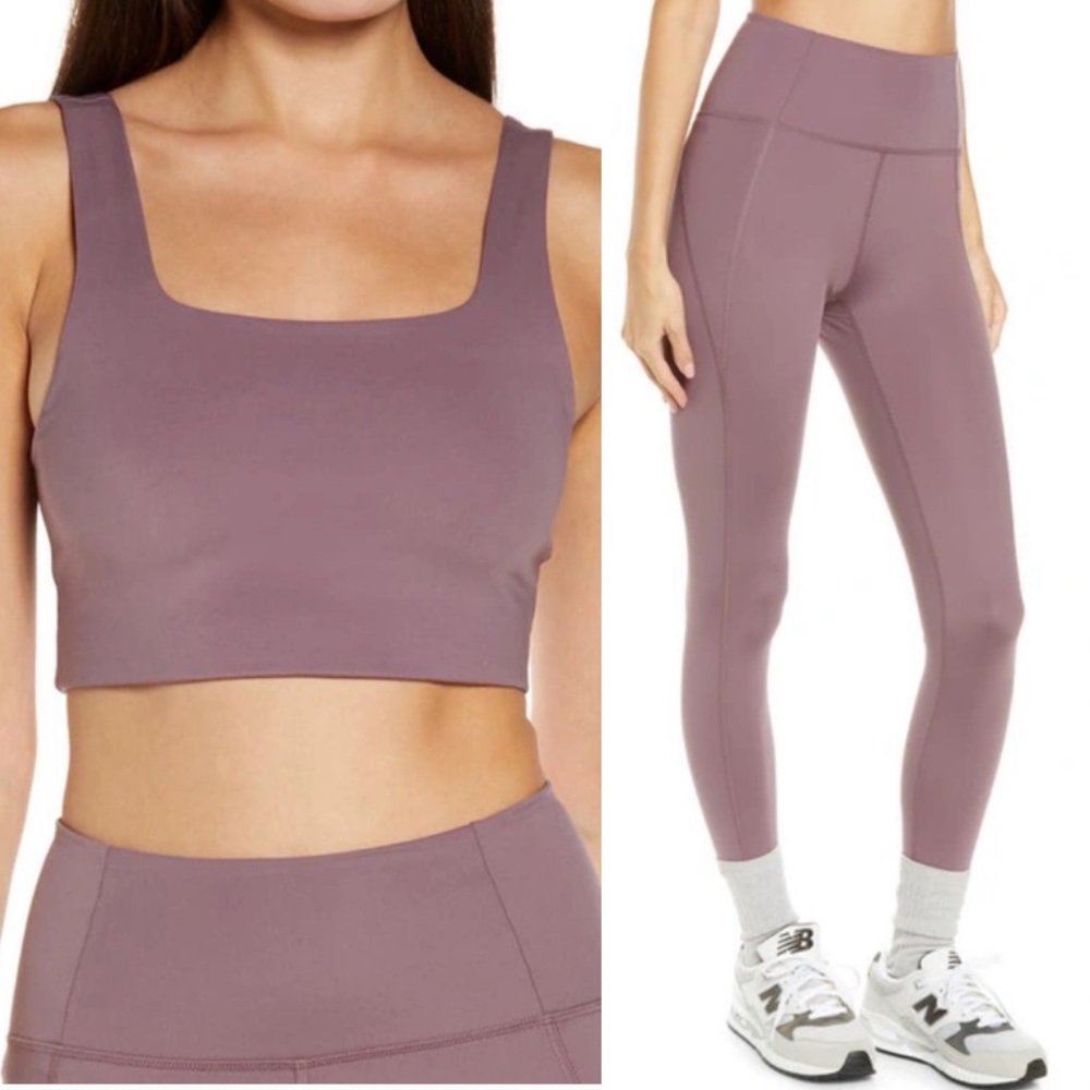 GIRLFRIEND COLLECTIVE NWT 2pc Set Tommy Bra High Waist 7/8 Leggings In Flint L/M